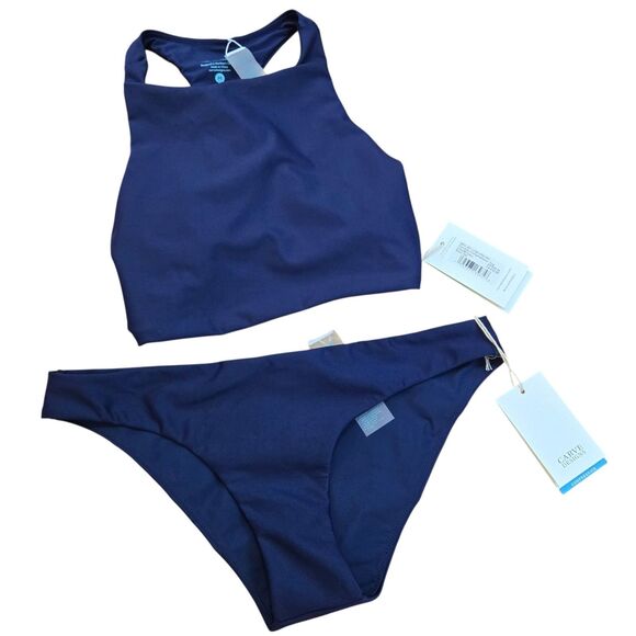 Carve Designs Sanitas Compression Swim Top + bottoms Size M Navy Swimsuit NEW - Picture 1 of 9